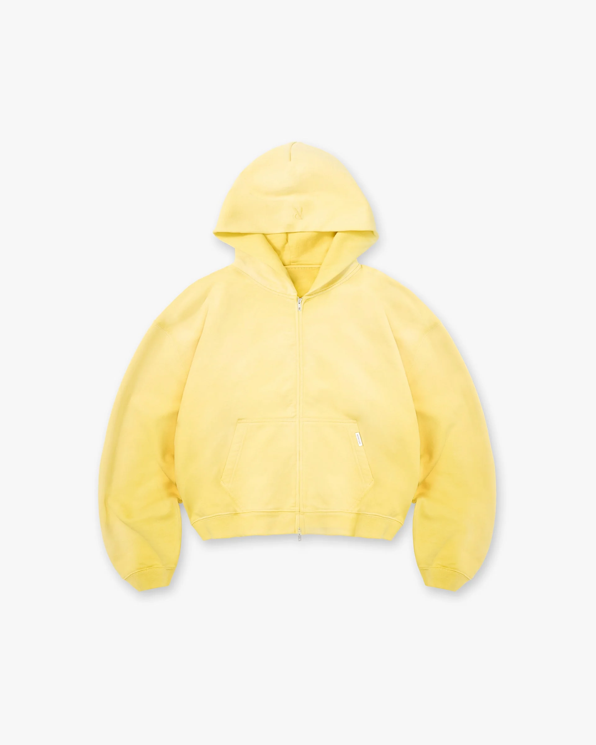 Initial Boxy Zip Through Hoodie - Canary Yellow