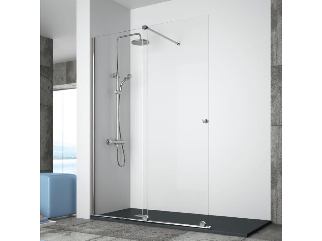 Frontal de ducha + Puerta Corredera con tirante VOLARÉ 120 - 125 cm Lateral Fijo : 66 - 69 cm