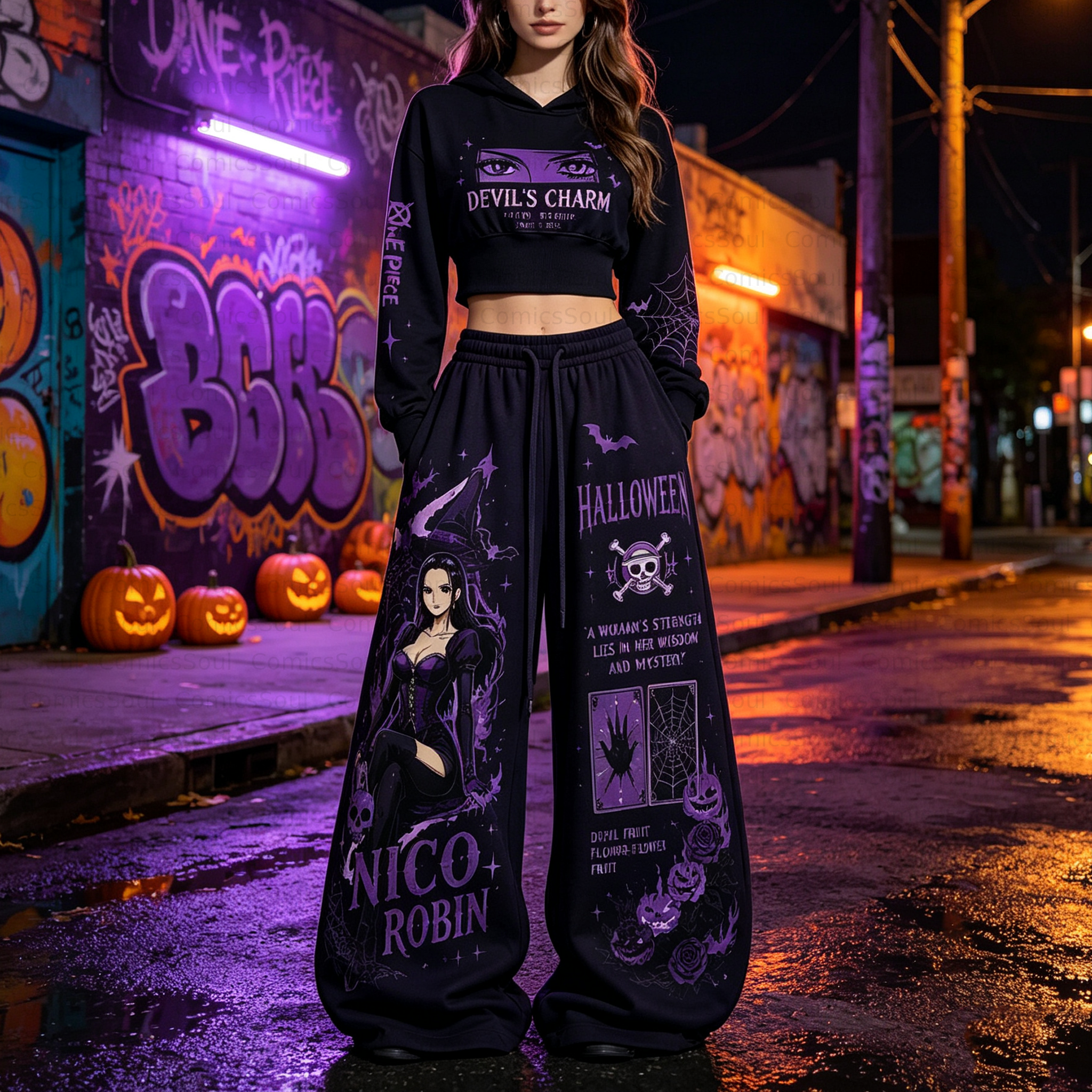 One Piece Halloween Theme Hoodie & Pants Two Piece Tracksuit Set 3051015 TeeThreads Sustain the Scene with Custom Apparel