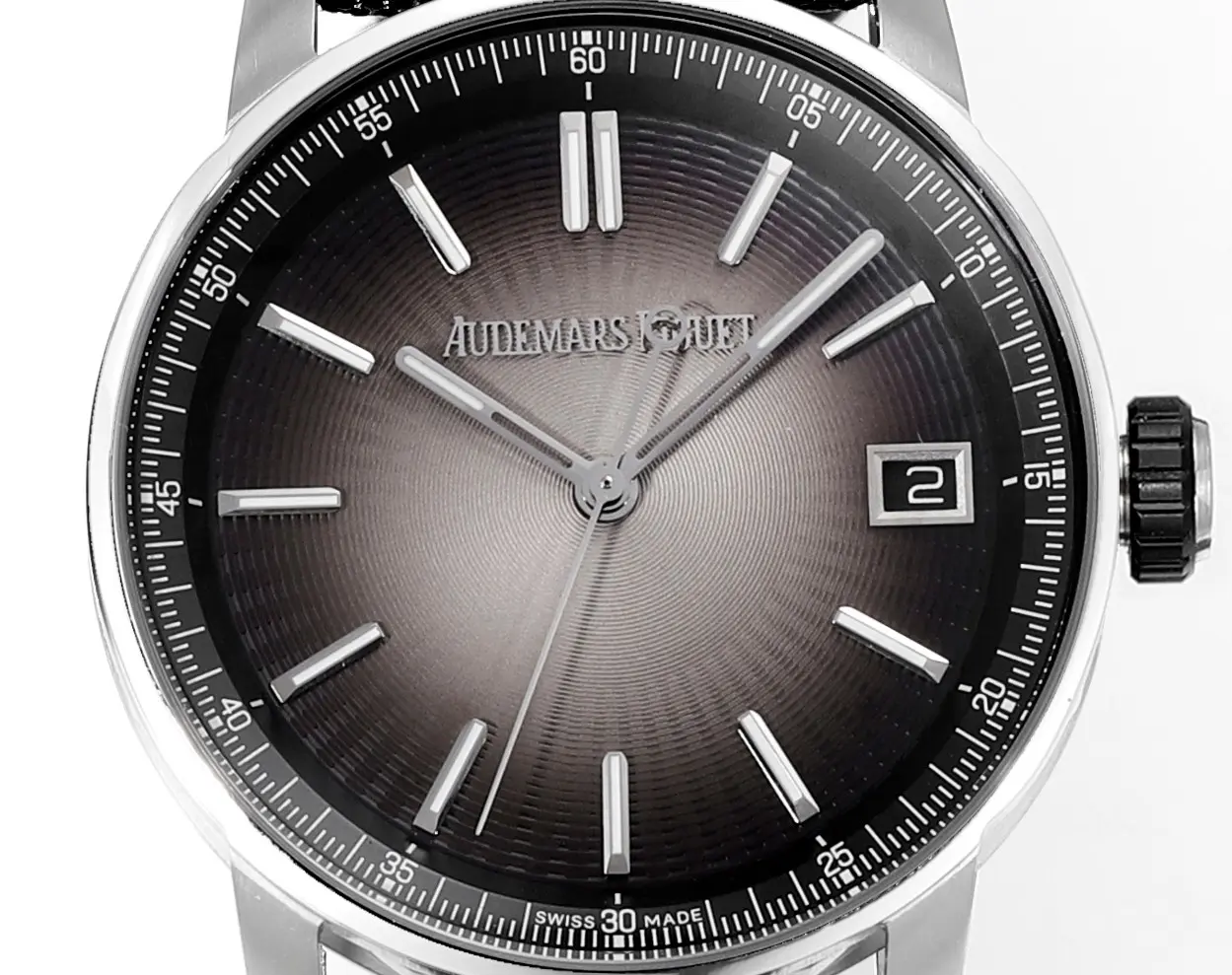 watch Audemars Pigeut CODE 11.59 Smoke Grey Dial Stainless Steel Case Black Fabric Strap Automatic Watch 41mm