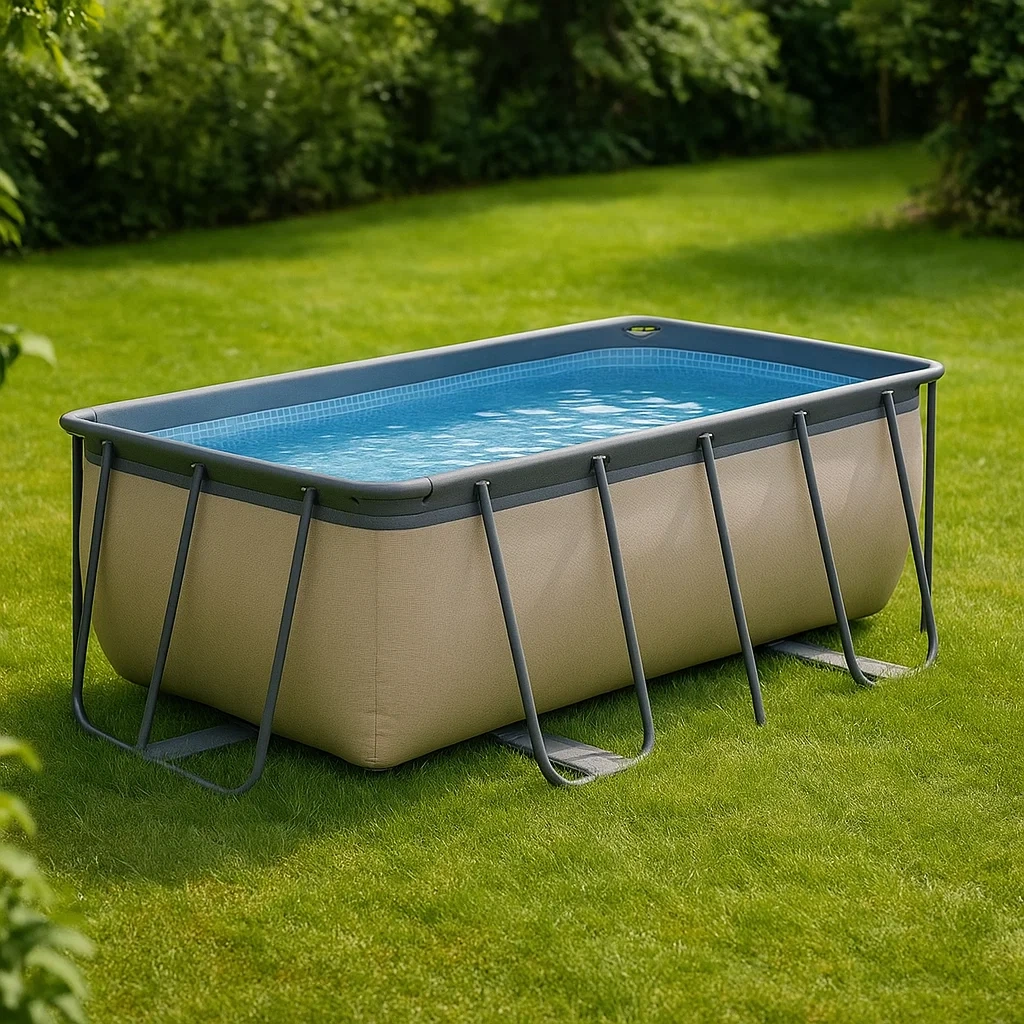Piscina tubular,rectangular,7000 L,PVC y acero,beige y gris,instalación sobre suelo,300x175x80 cm - OfHYbCjvrGzg