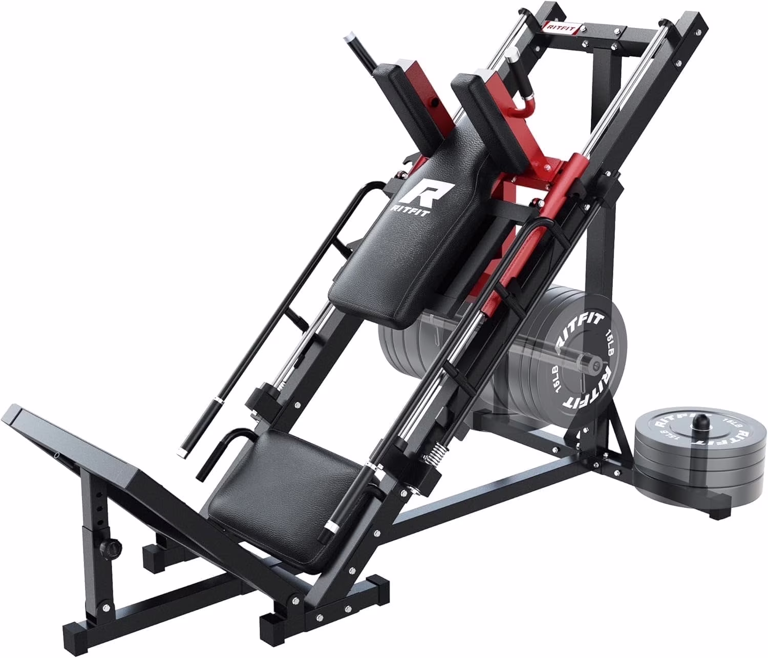 RitFit Leg Press Hack Squat Machine, Professional Adjustable Leg Press Machine for Home Gym with Linear Bearing, Specialty Hack Squat Machine for Full Lower Body Workout with Weight Storage, Pink - Image 5