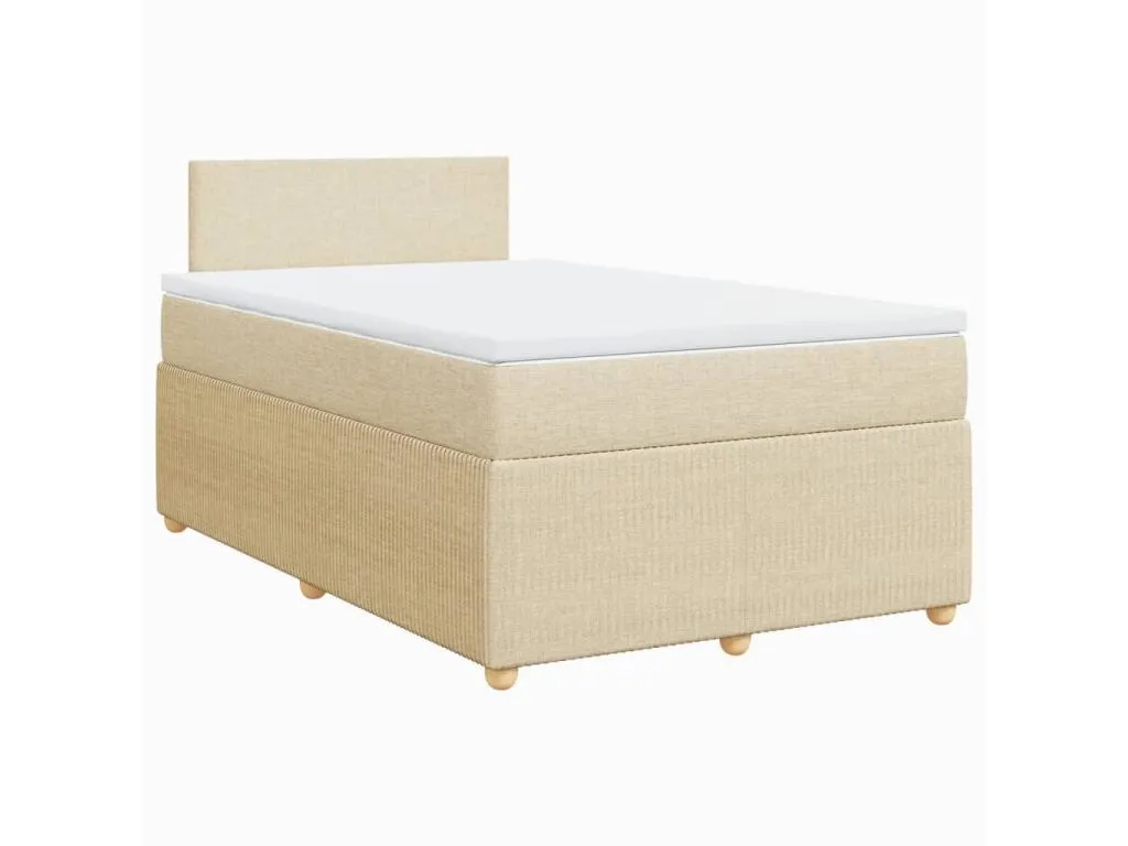 Cama box spring con colchón tela color crema 120x190 cm cho3521658