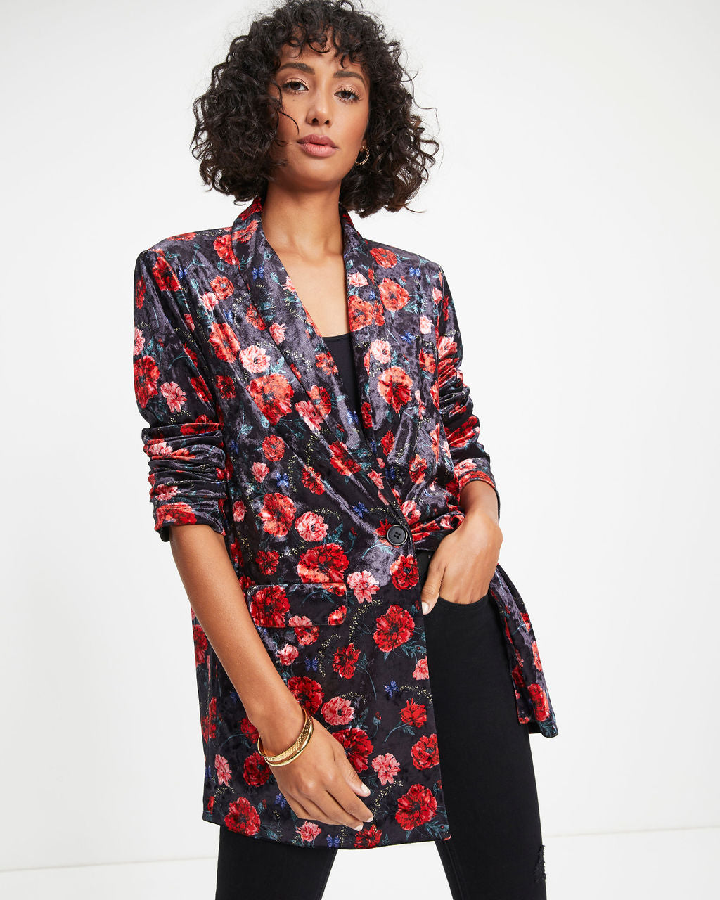 One Final Rose Pocketed Velvet Blazer - FINAL SALE - Se7enfashion