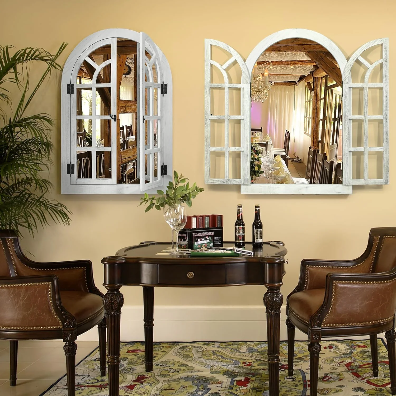 Window Mirrors for Wall Decor -White Arched Wall Mirror Farmhouse Wall Decor Wood Frame Decorative Wall Mirrors Like Window for Bedroom, Living Room, Entrance, Dining Room - Image 8