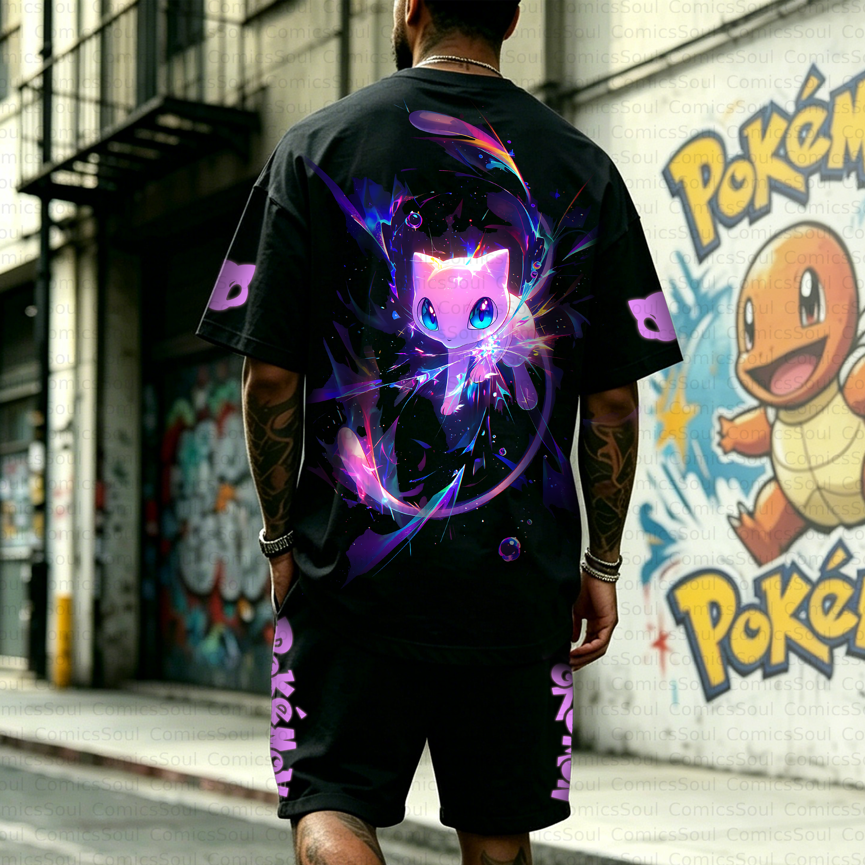 Unisex Anime Inspired Vintage T-shirt& Shorts 2 Pieces Set