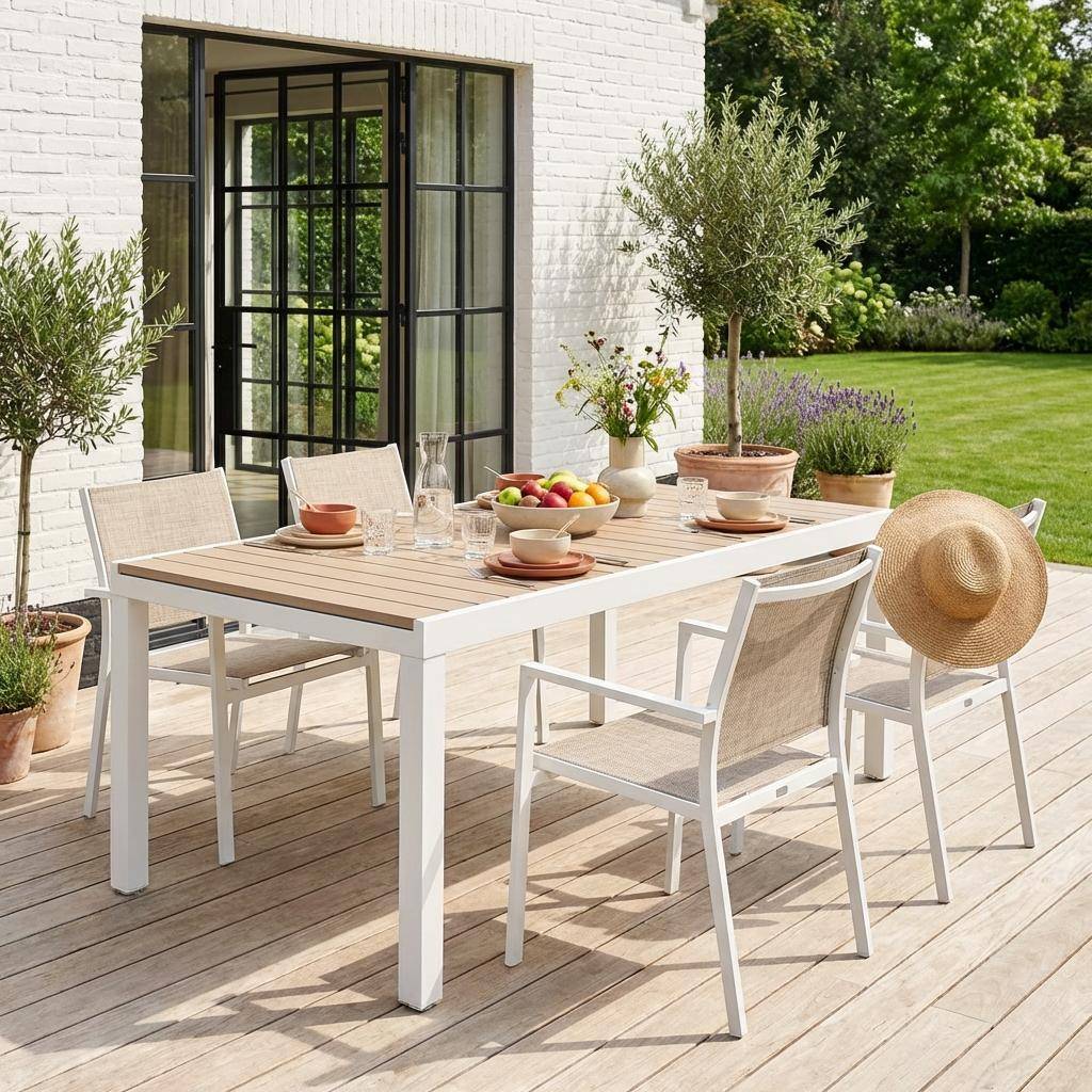 Elora - Mesa de jardín extensible de aluminio, 12 plazas