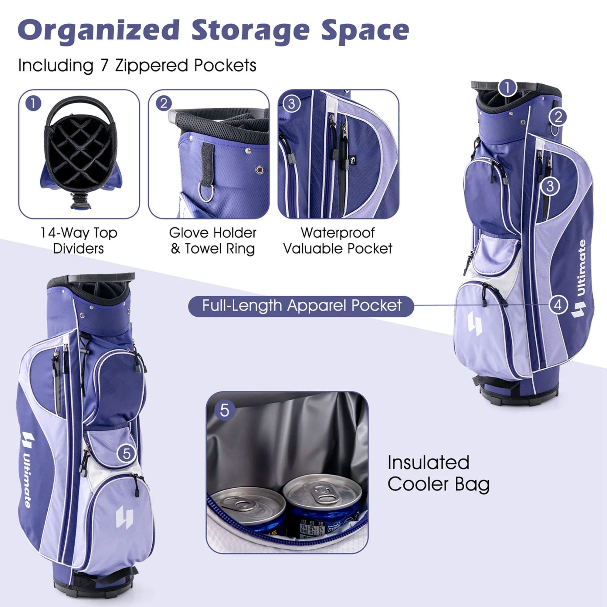Ultimate Women’s Complete Golf Club Set Golf Club Package Set w/ Rain Hood, Right Hand Purple - Image 6