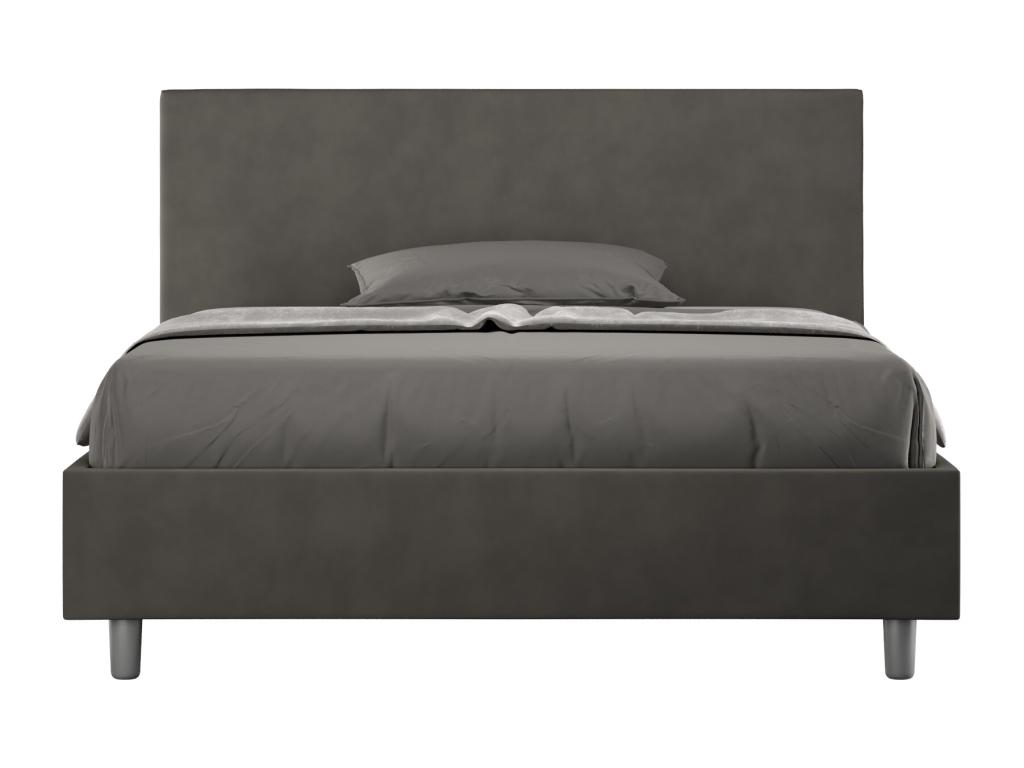 Cama doble con almacenaje acolchada 140x210 microfibra gris Adele