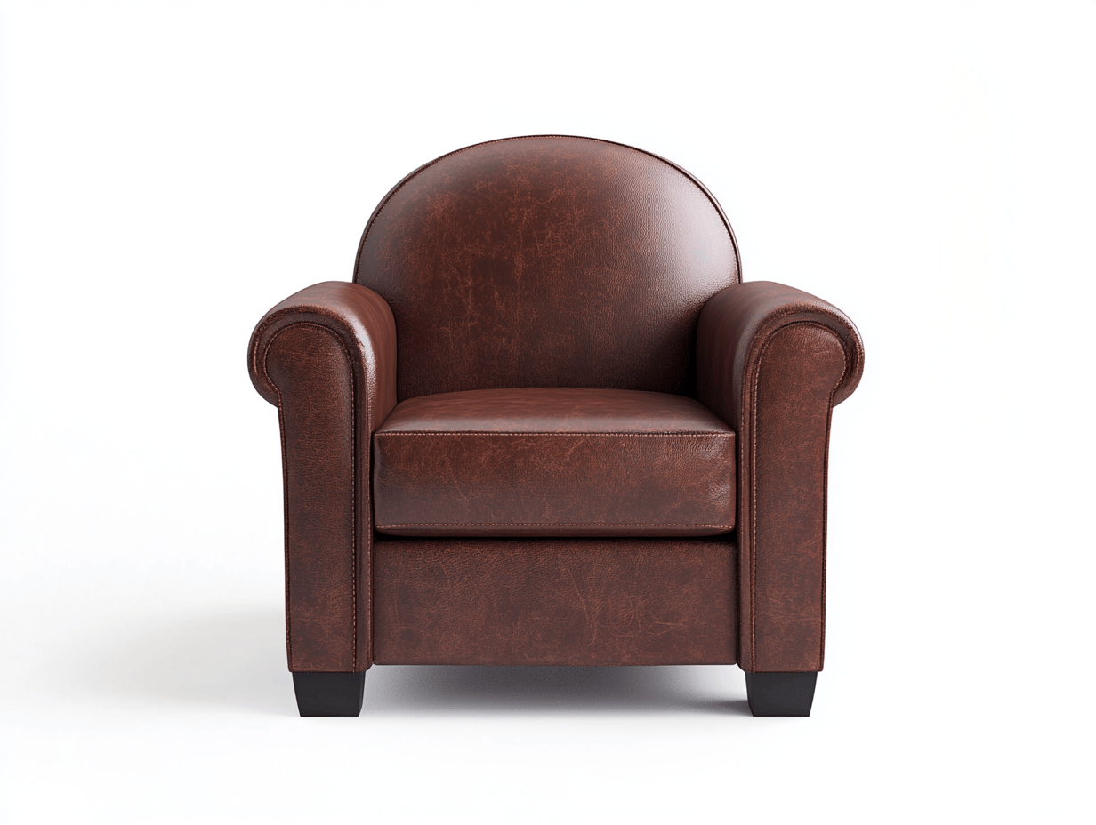 Sillón infantil tipo club – piel sintética marrón oscuro – estilo vintage