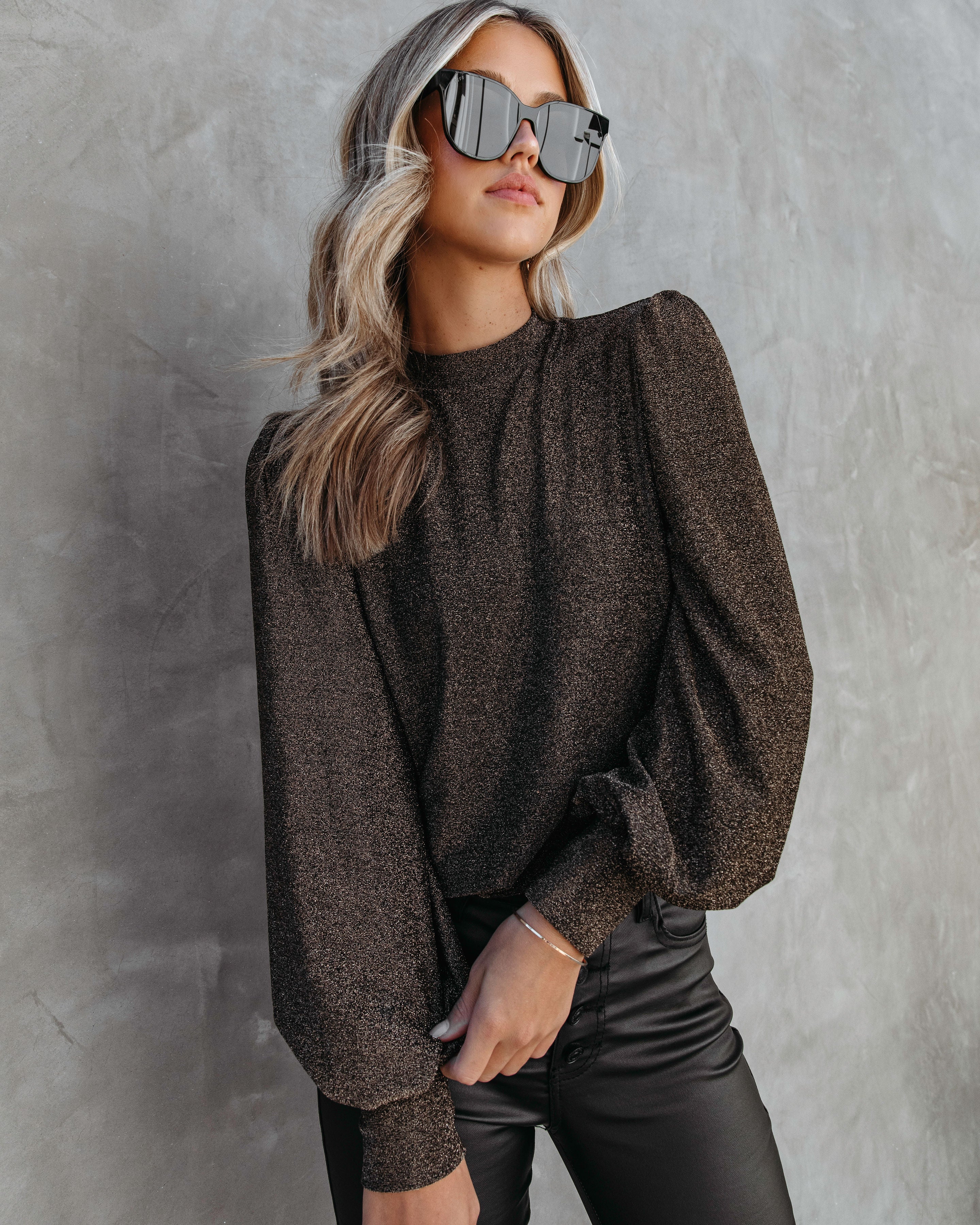 Royally Ever After Metallic Puff Sleeve Top - Se7enfashion