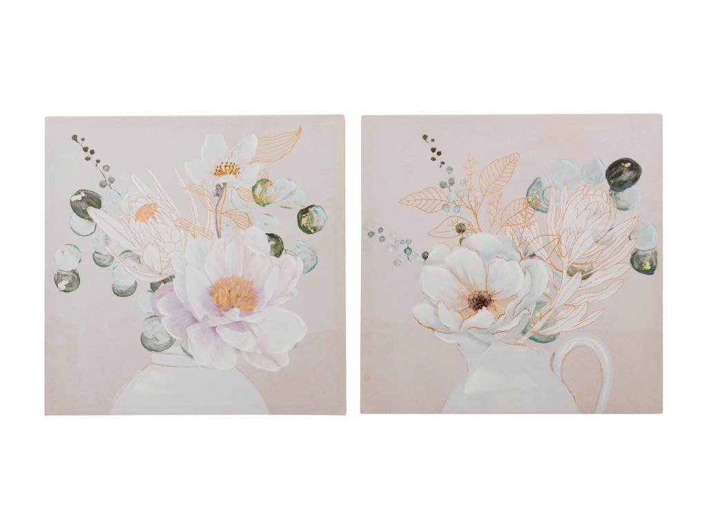 Set 2 Lienzos Flores 60x3x60 Cm