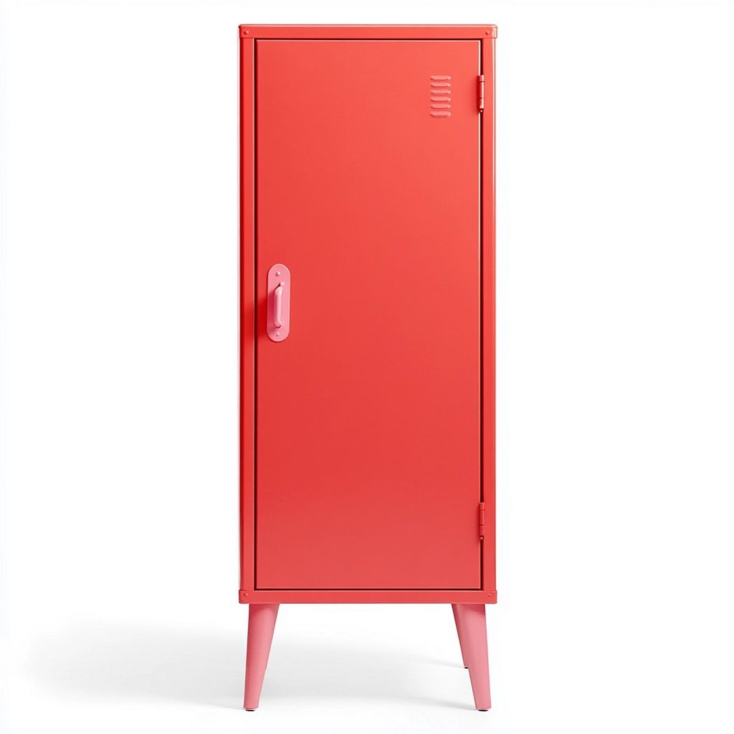 Armario Metálico Rojo con Estantes para Almacenamiento en Interiores 150x50x40cm