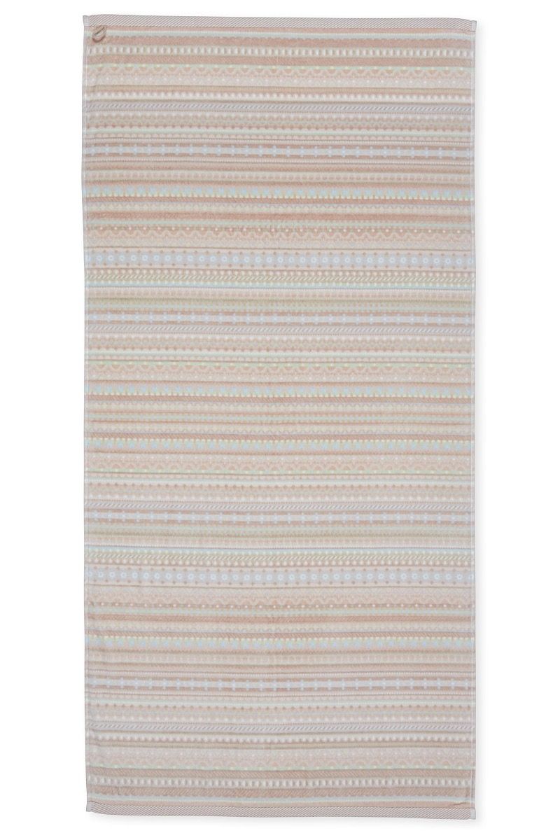 Large Bath Towel Geometric Print Sand 70x140cm