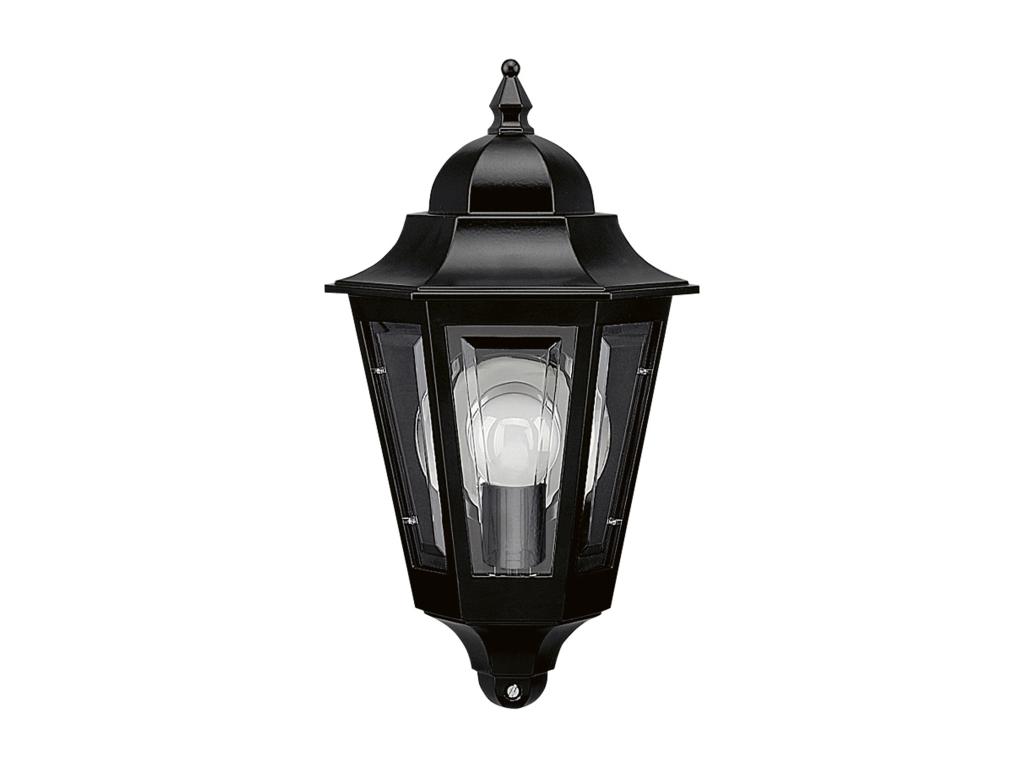 Aplique de pared ELITE 6 estilo clásico - Alt. 32 cm - E14 42W - Cristal mate - IP44 - aluminio y negro