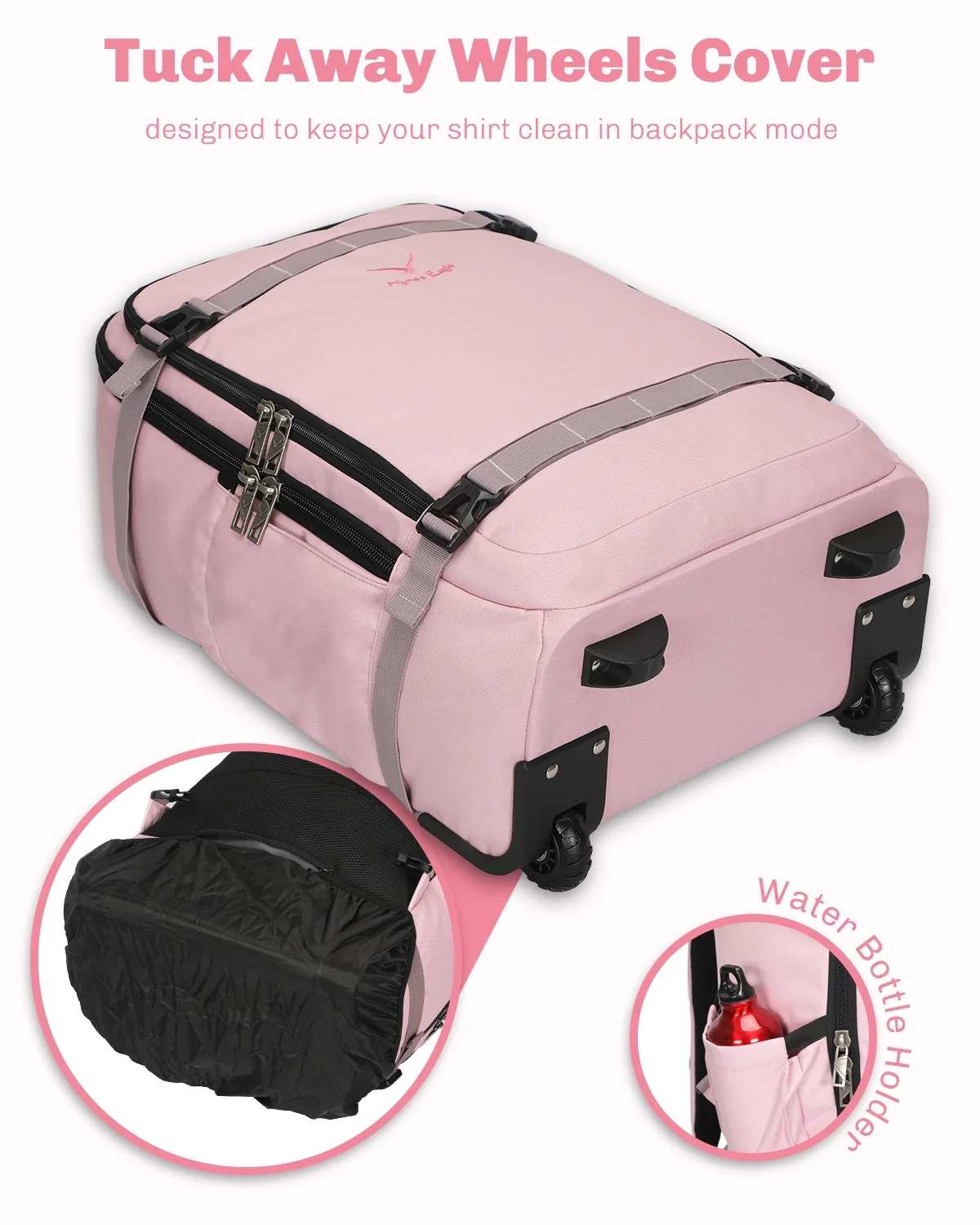 Hynes Eagle 22" Hybrid Carry-On Luggage, Softside Rolling Backpack, Grey - Image 30