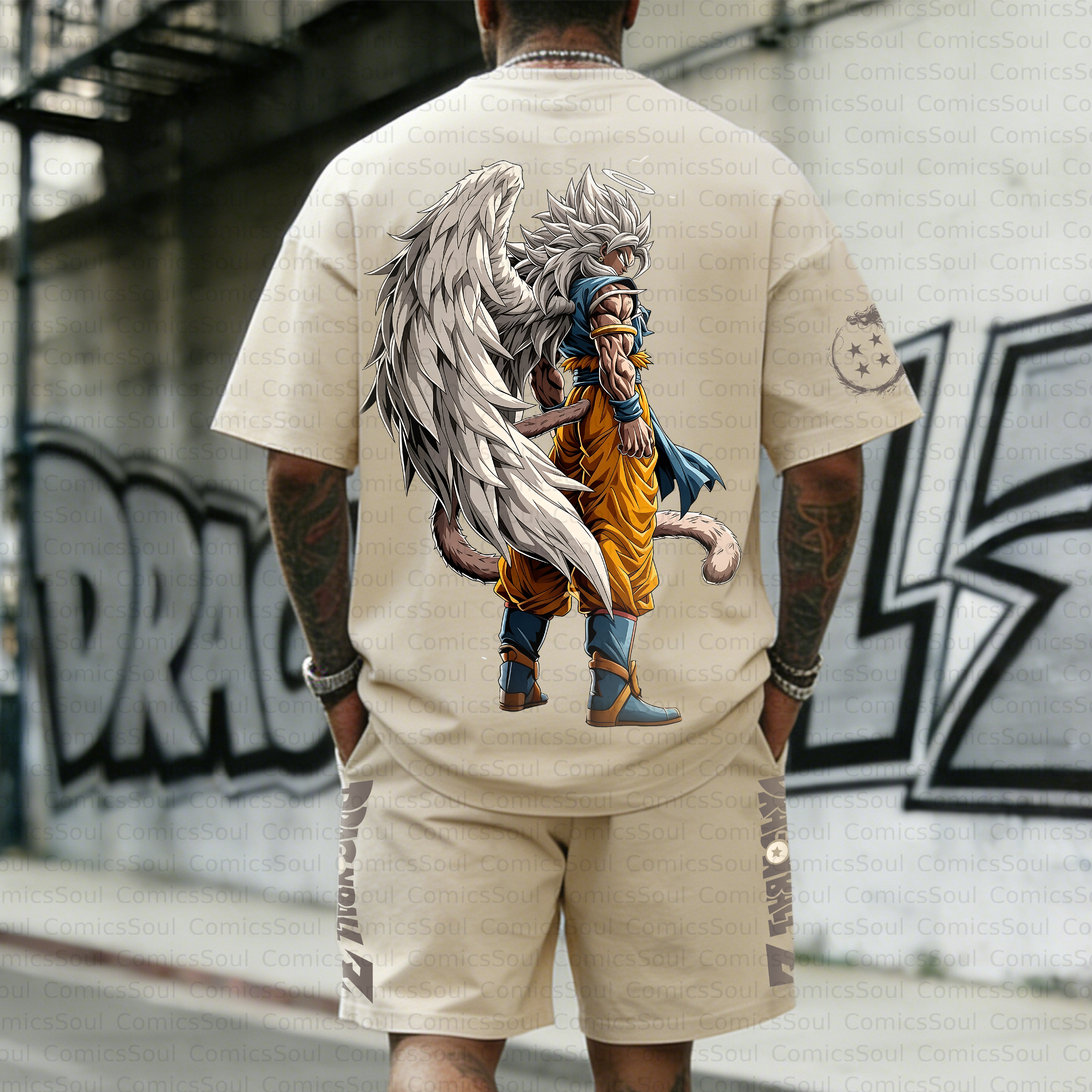 Unisex Anime Inspired Vintage T-shirt& Shorts 2 Pieces Set