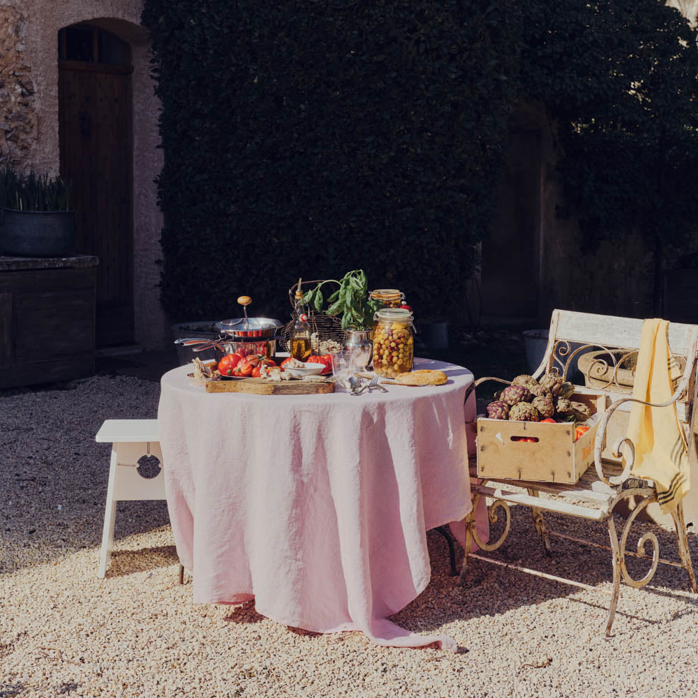 Nappe en lin lavé - Rose Granité