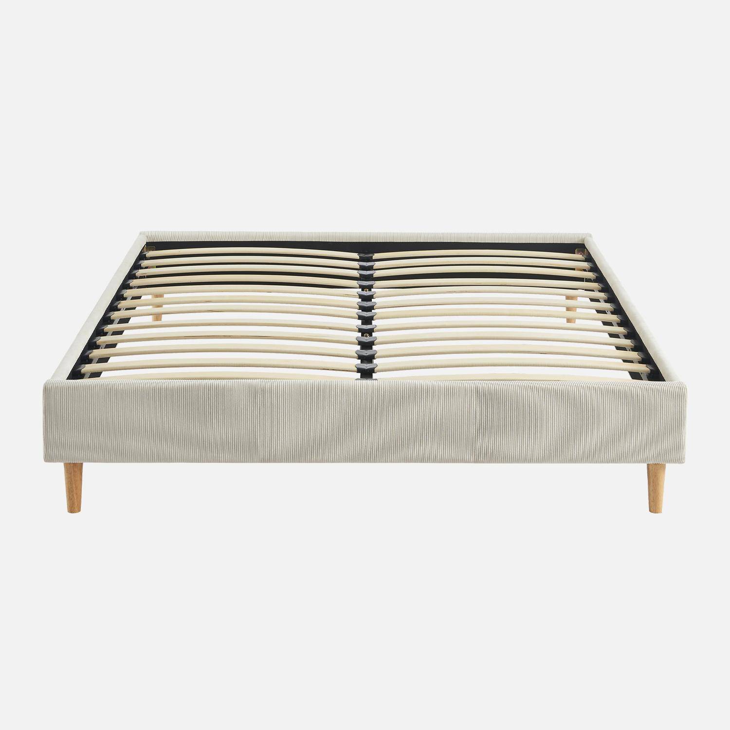 Milton - Cama con somier 140x190cm, acabado en pana fina