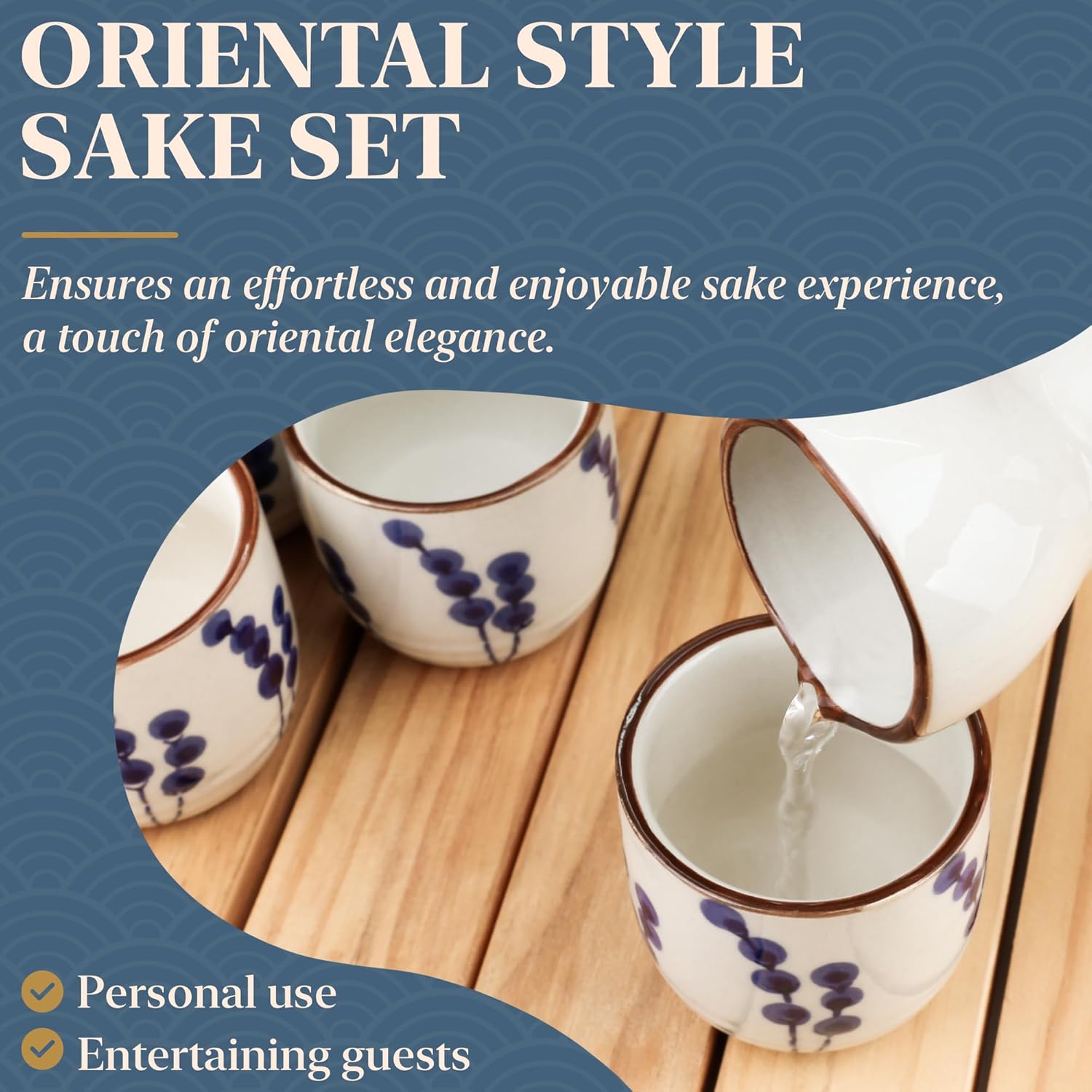 Ceramic Sake Set, 5pcs Japanese Saki Set with 1 Sake Carafe 4 Sake Cups, Saki Cup Set as Gift for Sake Japanese Wine/Hanzo Sake/Soju/Sake Drink/Saki Drink/Tea (Pompon)