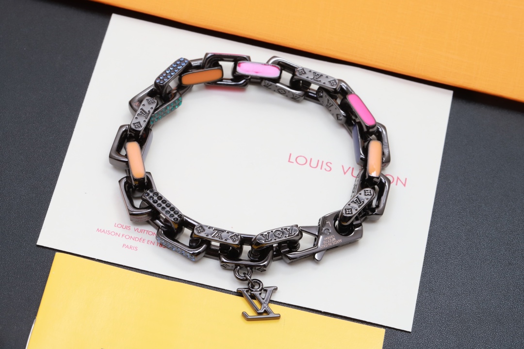 Louis Vuitton Black Gold Monogram Bracelet - Original Replica Club