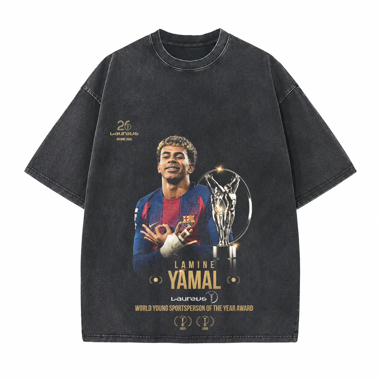 Golden Trophy Football Young Legend Printed Unisex Washed T-Shirt