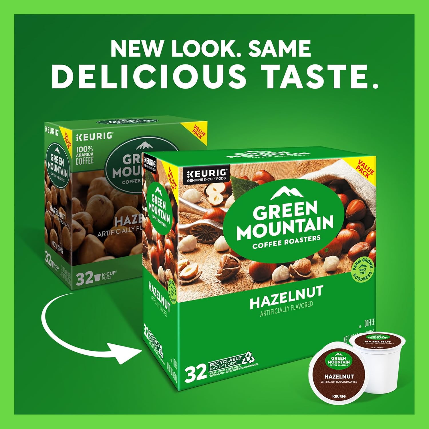 Green Mountain Coffee Roasters Hazelnut Keurig Single-Serve K-Cup Pods. Light Roast Coffee. 32 Count