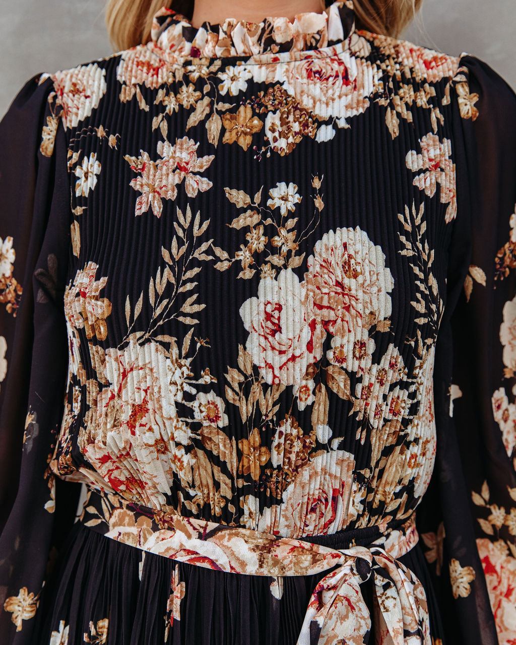 Early Sunset Floral Plisse Midi Dress - Se7enfashion