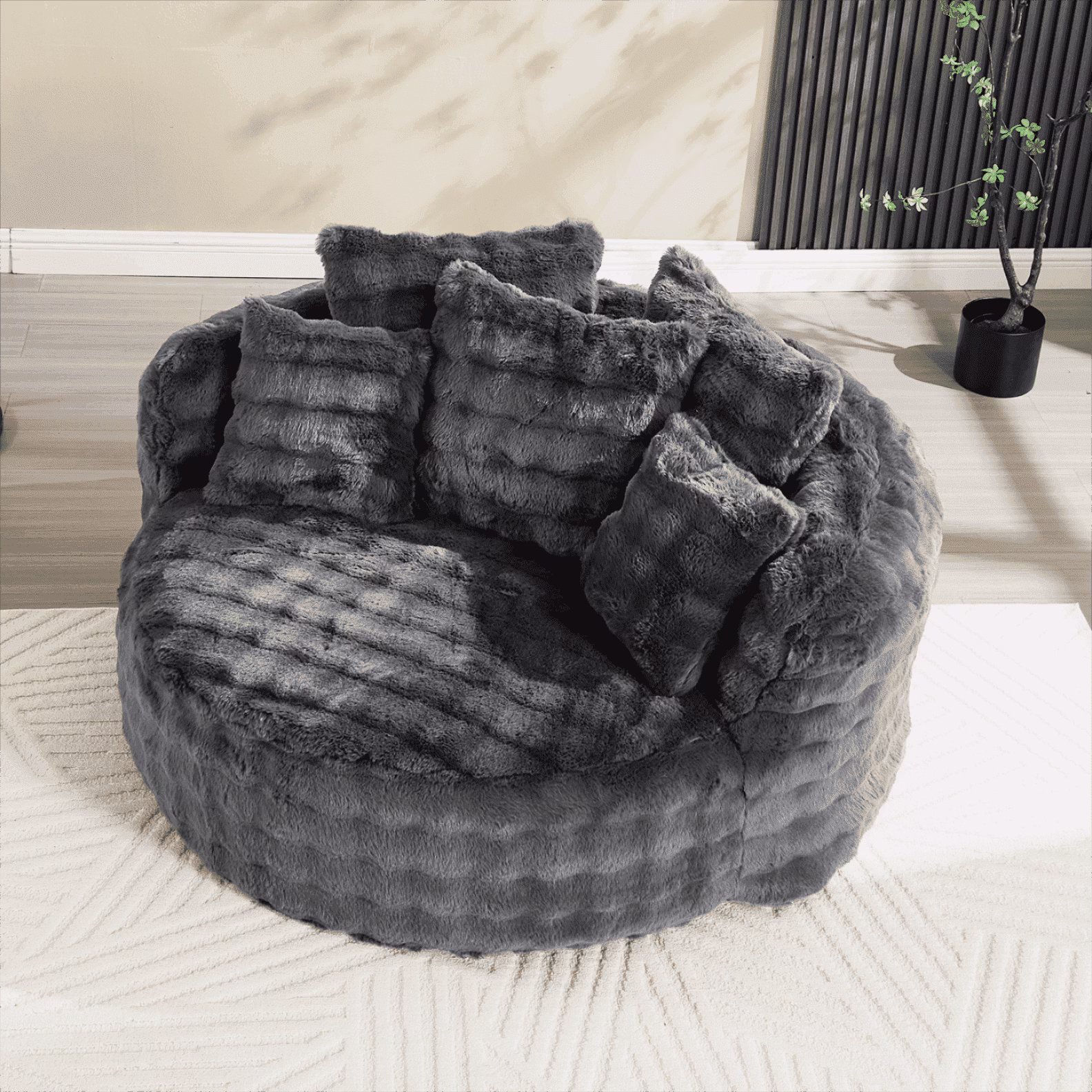 Wiilayok 58'' Oversized Chaise Lounge Chair Indoor, Thickened Backrest Sleeper Sofa Couch with Soft Pillows for Living Room, Gray(Grey/55.1"D Accent Chair)