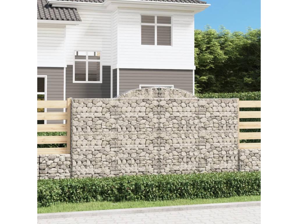 Cestas de gaviones arqueadas 4 piezas 300x50x160/180 cm hierro galvanizado
