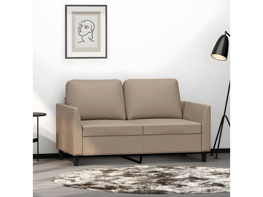 Sofá de 2 plazas de cuero sintético color capuchino 120 cm