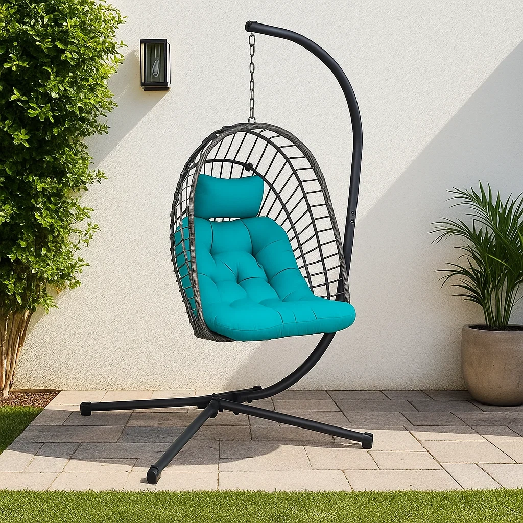 Sillón colgante de jardín de 1 plaza con estructura de acero,Antracita - XBLXJmt256Zm
