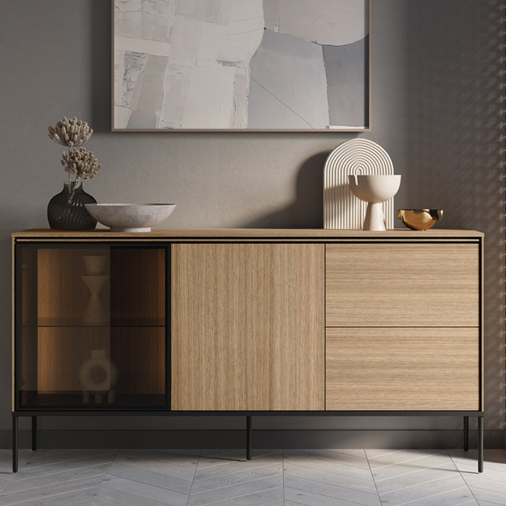 Blokker Grain Dressoir met Glas B 167 cm - Eikenhout