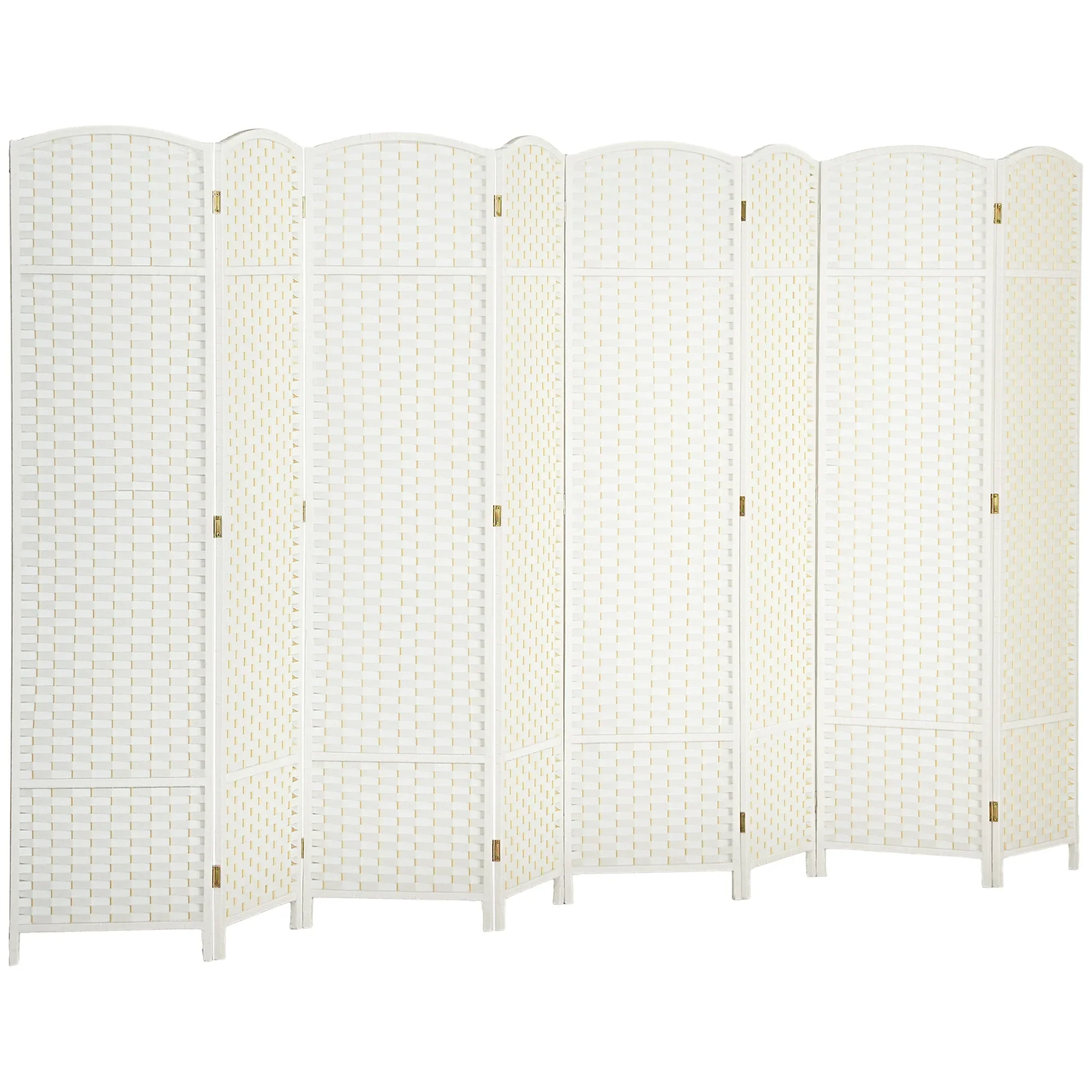 HOMCOM Room Divider, 8 Panel Folding Privacy Screen, 5.6' Tall Freestanding Partition for Home Office, Bedroom, White