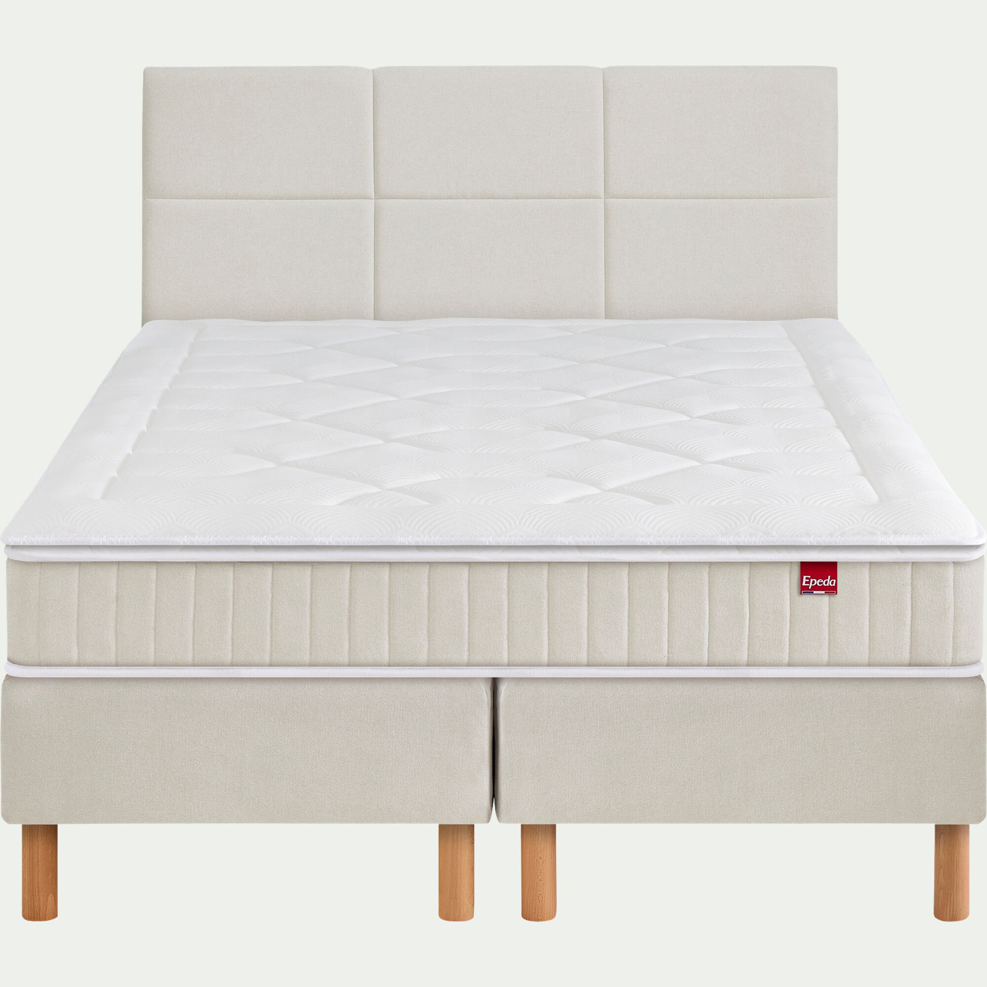 BOHO - Ensemble matelas ressorts sommier ferme Epeda H68cm 2x90x200cm - beige