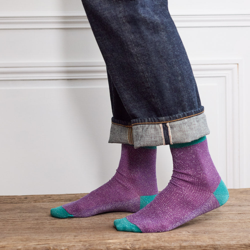 Merci - Chaussettes Lulu - Violet & Turquoise