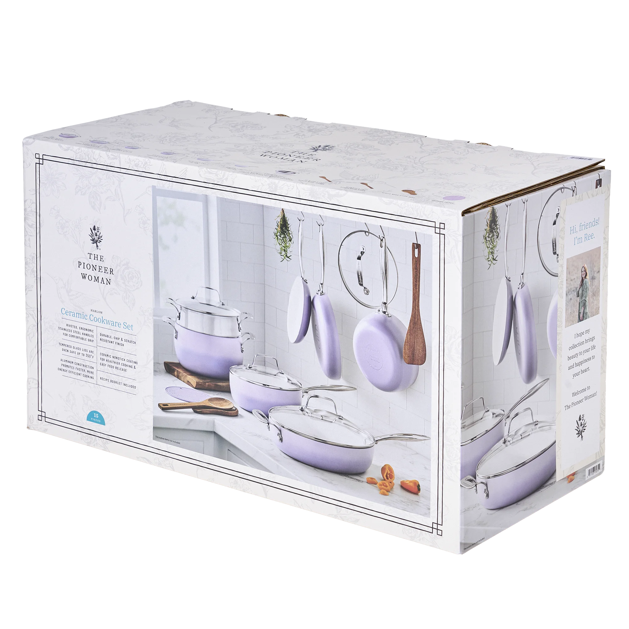 The Pioneer Woman Harlow 15-Piece Cookware Set, Ceramic Non-Stick Pots and Pans Set, Taupe - Image 68