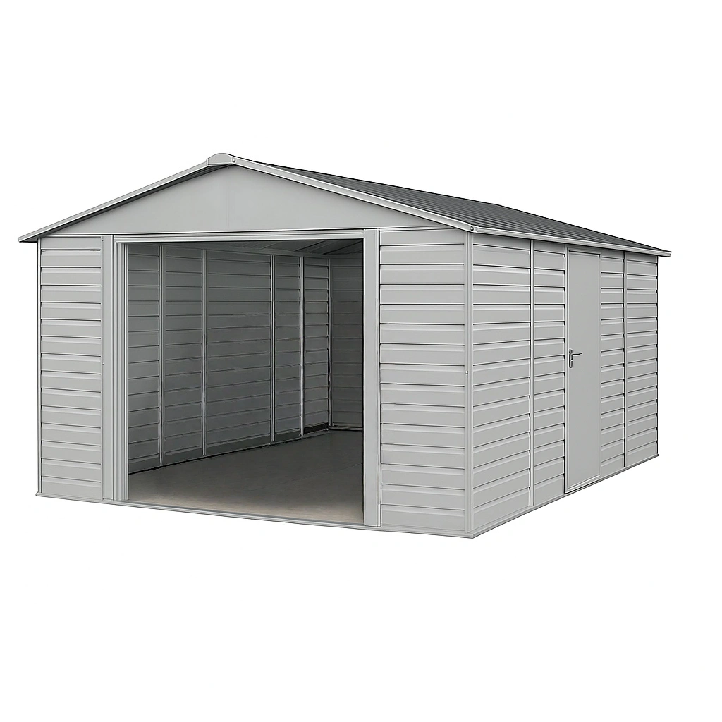 Garaje metálico exterior + gris + acero galvanizado + almacenamiento exterior + 500x300x270 cm