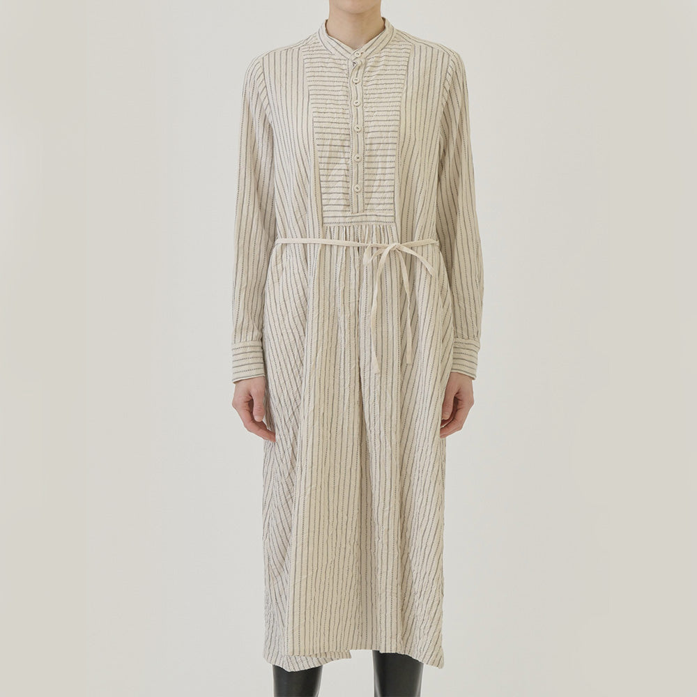 Pas de Calais -  Robe Brossée Rayures - Ivoire