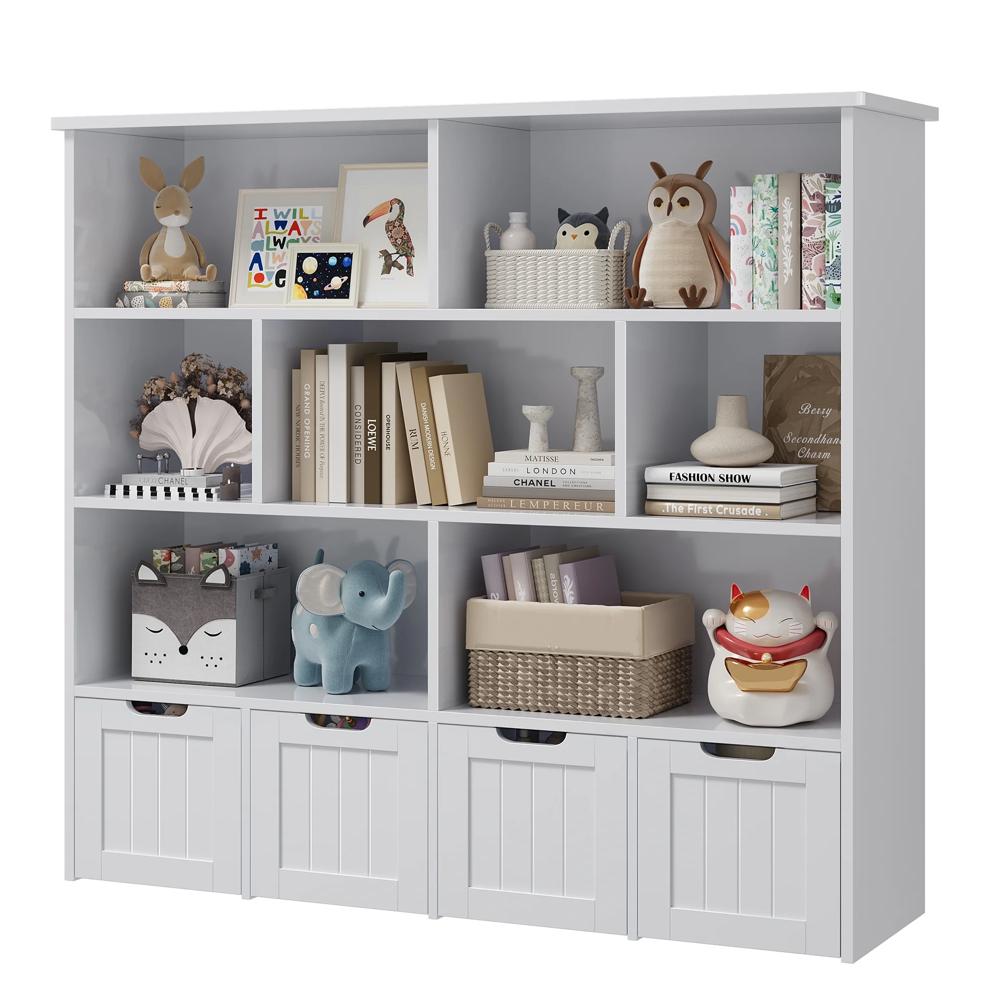 Homfa 7 Cube Toy Storage Organizer, Kids Geometric Bookcase and Bookshelf with 4 Drawers, White - Image 17