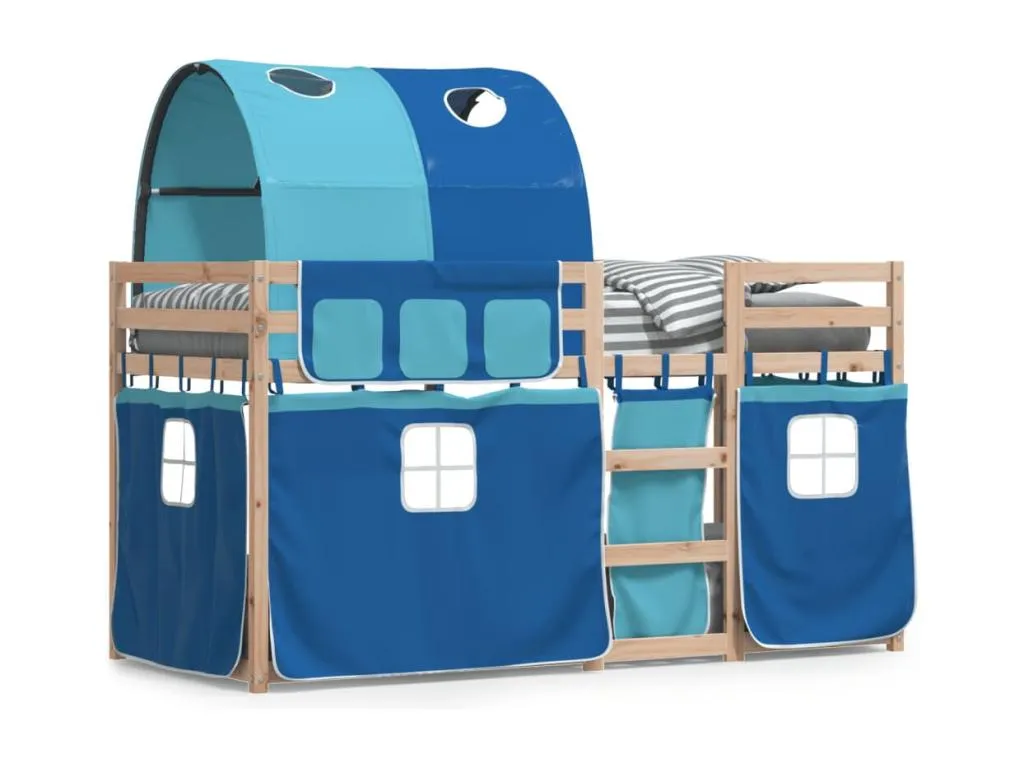 Litera con cortinas Hogarmini maciza de Hogarmini azul 90x200 cm 13209vkbj