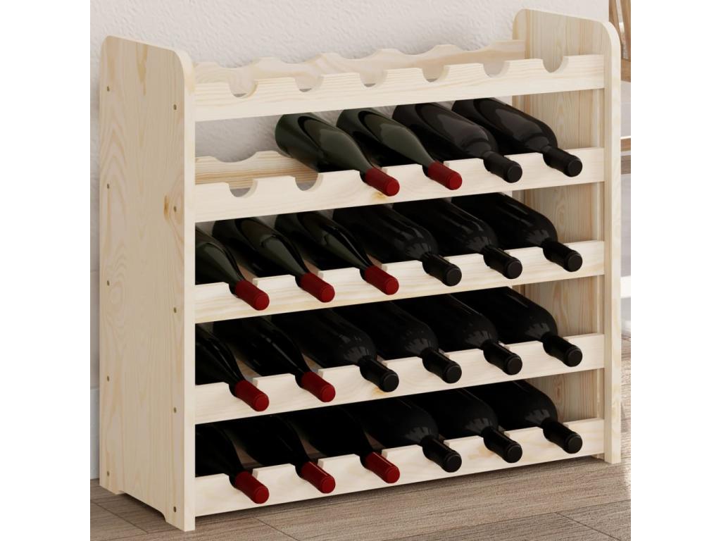Mubdelu Botellero madera maciza de pino 67,5x25x60 cm Marrón