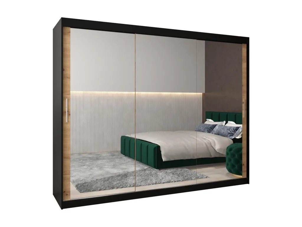Armario Hogarmini 3 de puertas correderas 200/250/62 3 puertas (negro/artisan) twsr25662