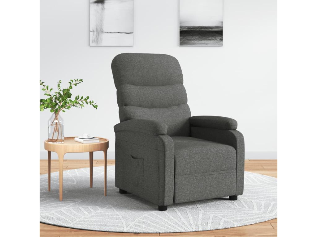 Sillón reclinable de tela gris oscuro