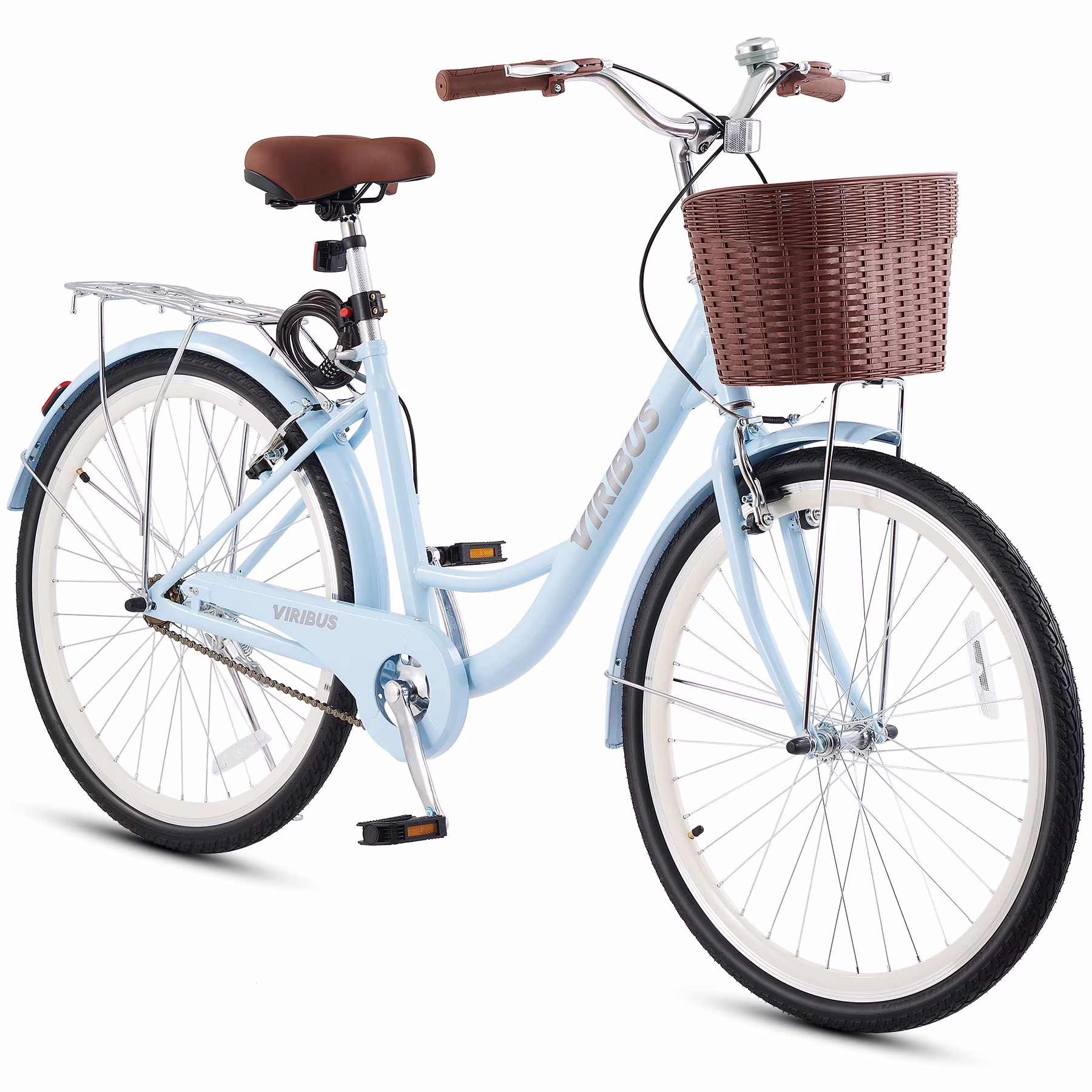 Viribus Women's Comfort Bike 24 inch Beach & City Cruiser Bicycle with Basket Rack White - Image 5