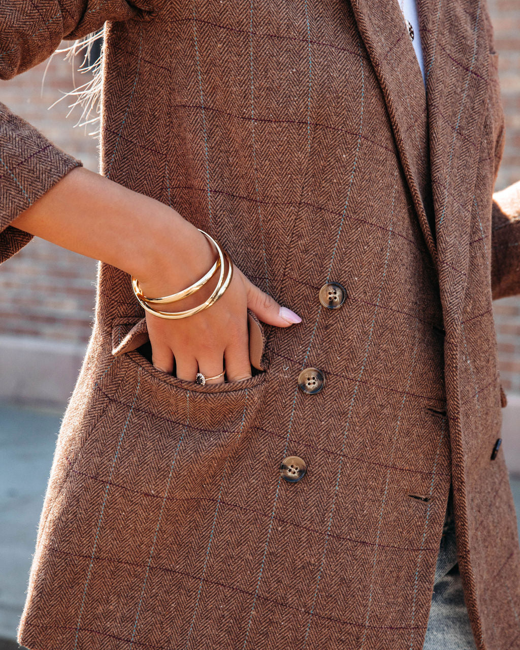 Glasgow Pocketed Herringbone Blazer - Se7enfashion