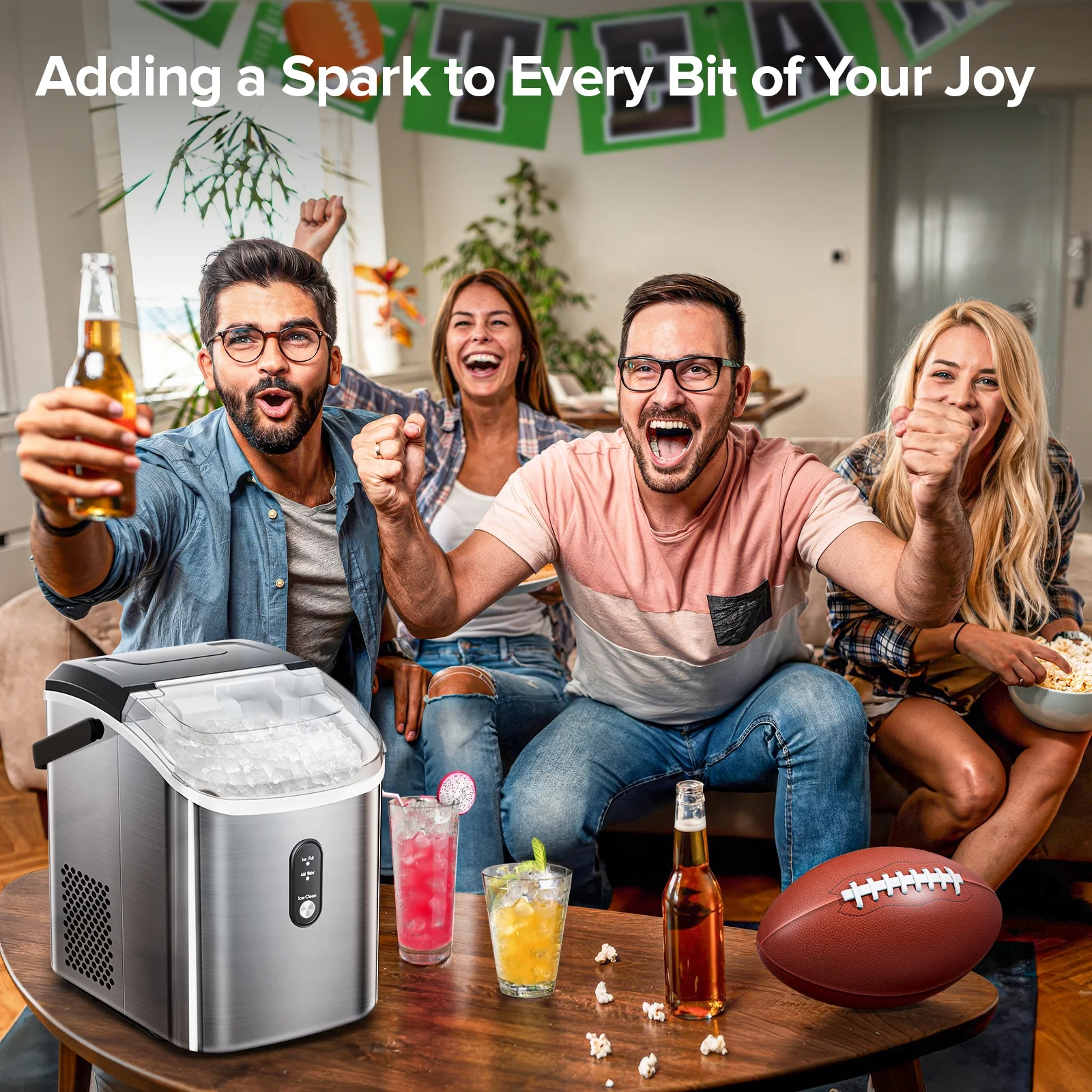 Auseo Nugget Ice Maker Countertop, Ready in 6 Mins ,35Lbs Each day with Self-Cleaning,Portable Sonic Ice Machine for Home/Office/Bar, Black - Image 13