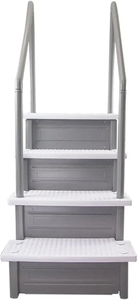 Select Anti-Slip in-Pool Steps | Gray | for Above Ground Swimming Pools | Can Mount to Decks 48" to 54" H | Safety Stairs Capacity Up to 300 lbs