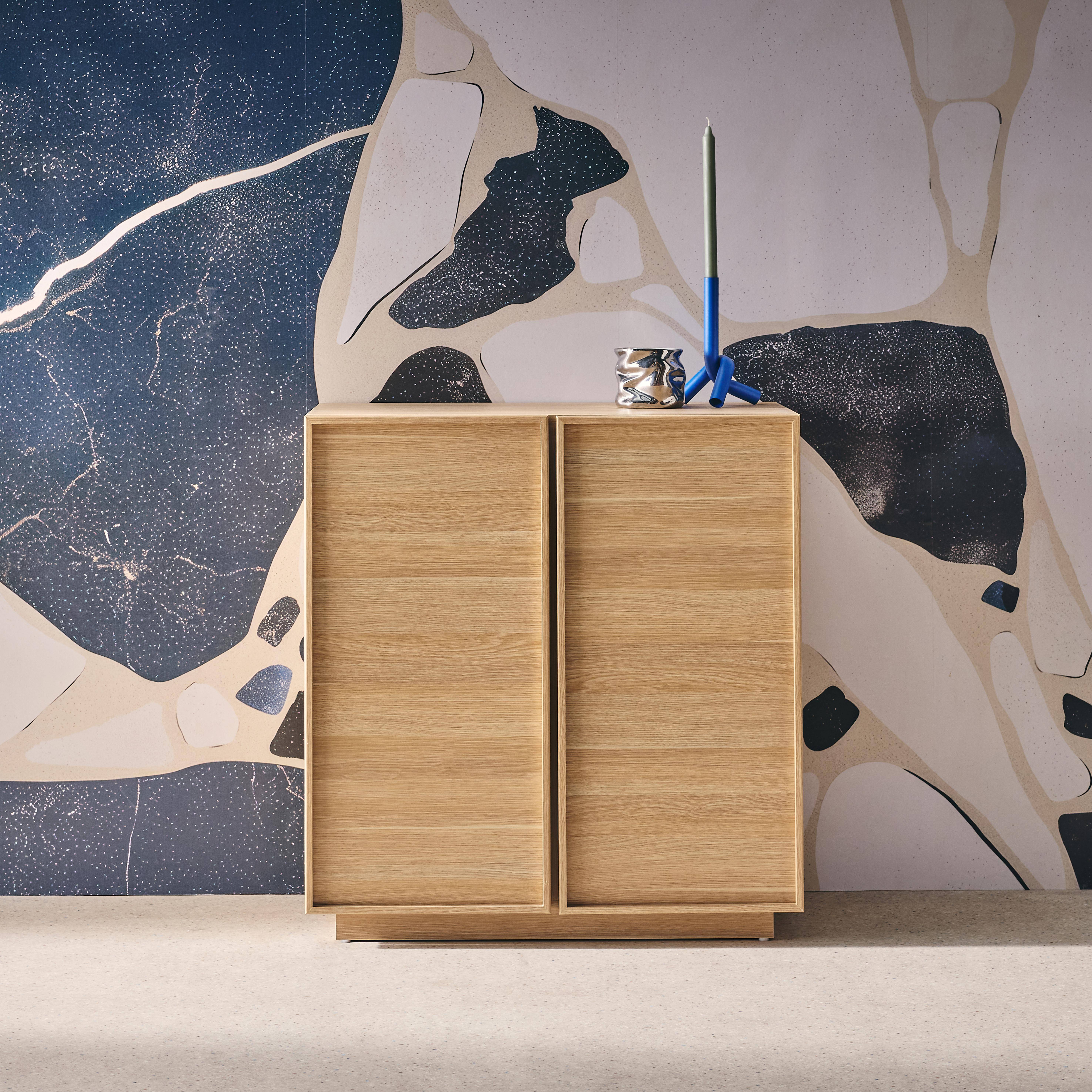 Kuba - Aparador efecto madera 2 puertas, 80cm