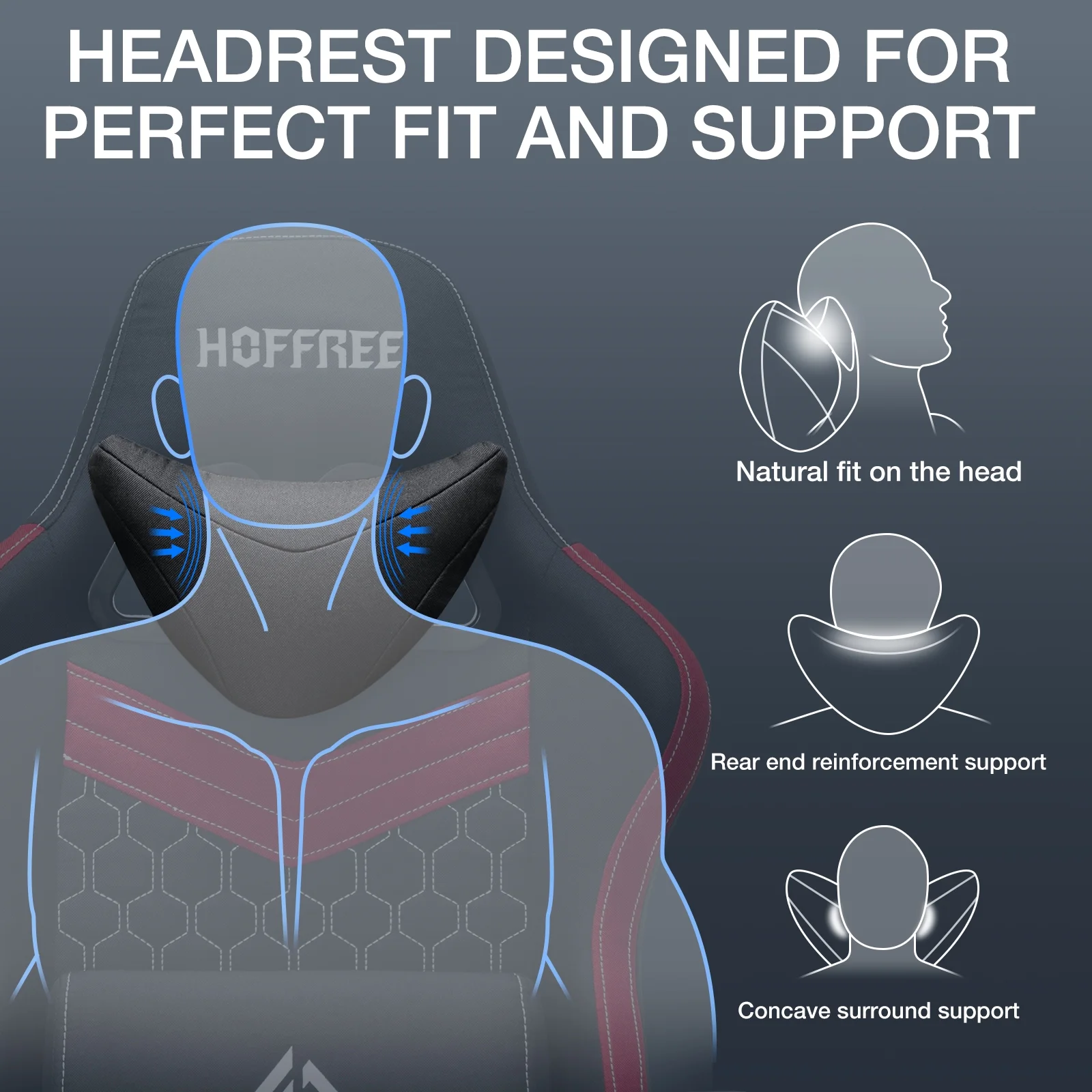 Hoffree Gaming Chair with Massage Fabric Office Chair with footrest for Adults, Ergonomic Gamer Chair with Headrest and Lumbar Support for Office Gaming, 440 LBS - Image 43